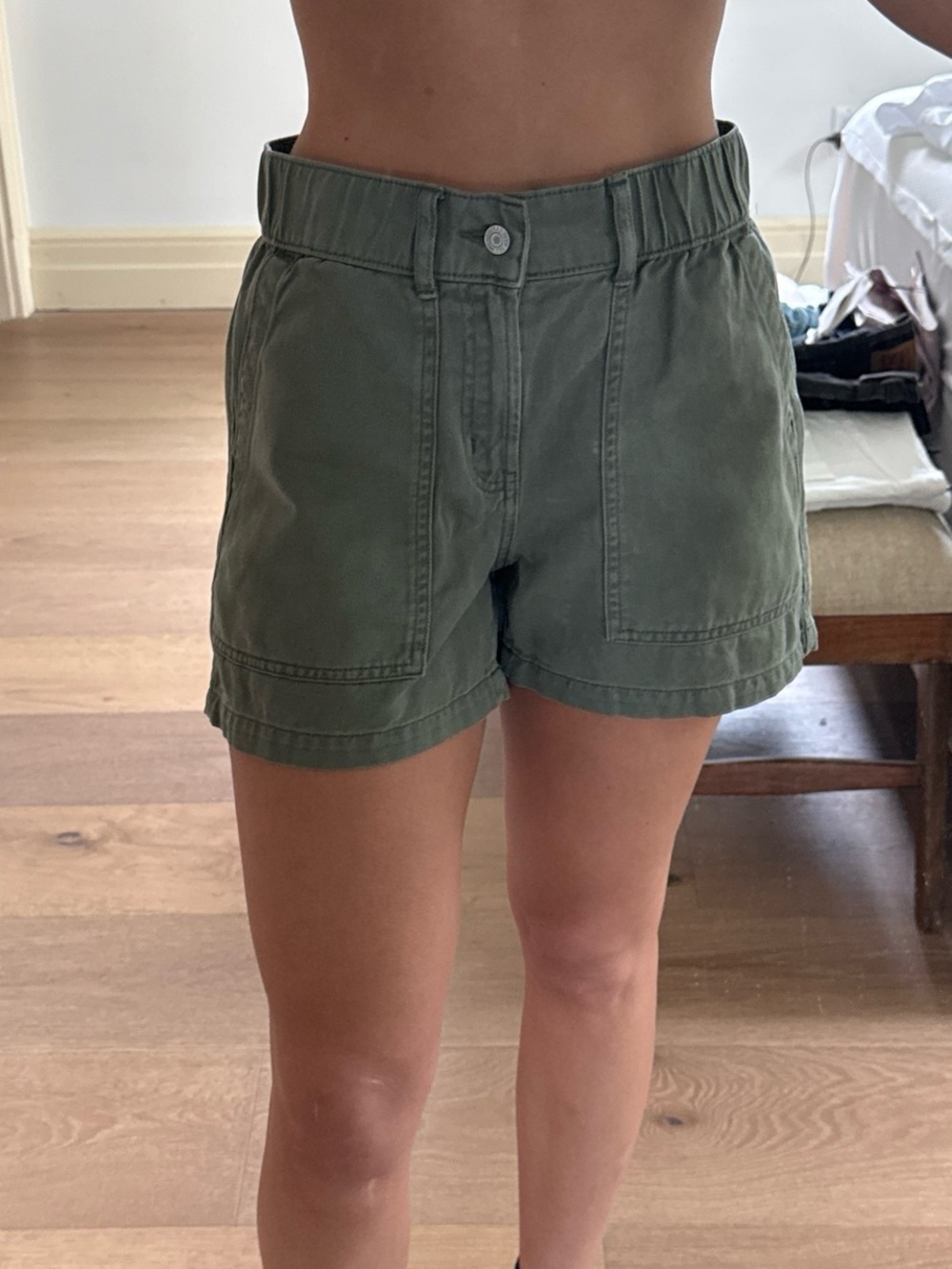 GAP Olive Green Elastic Waist Utility Shorts